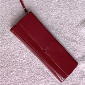 Alfani Womens Clutch Wristlet Strap Burgundy Patent Leather Snap Close Medium